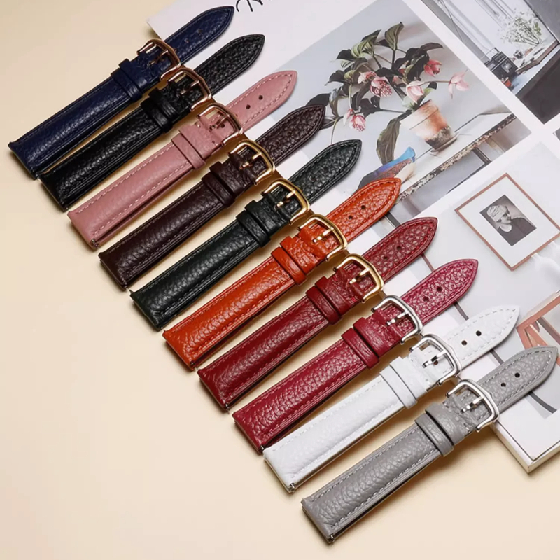 Women'S Accessories Cartier - Litchi Pattern Design Leather Watch Band