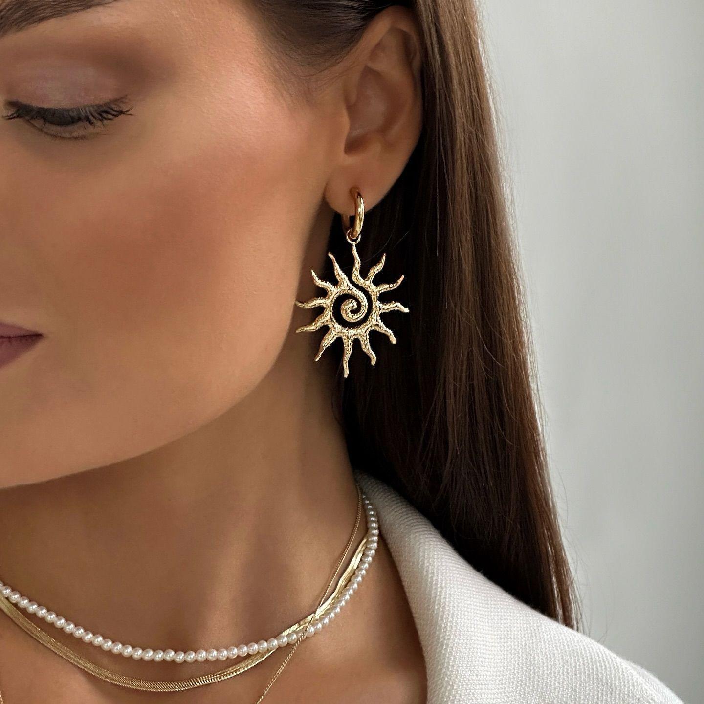 Women'S Accessories Online Shopping - Sunflower Earrings Light Luxury Niche High-end