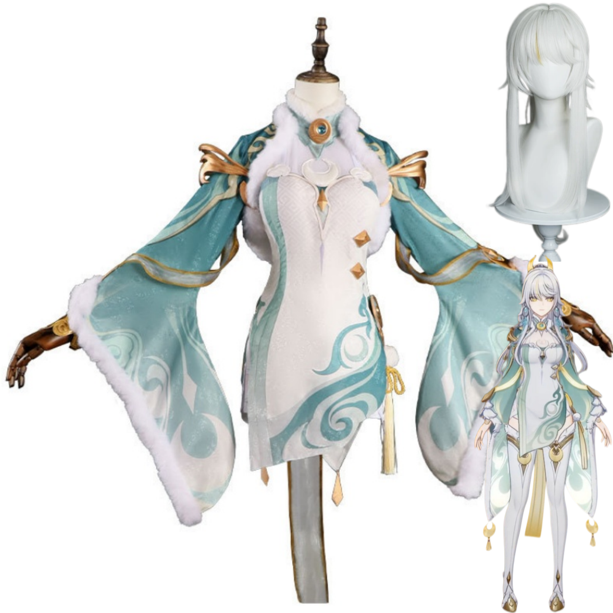 Women'S Clothing And Accessories - Game Zibai Cosplay Costume Green White