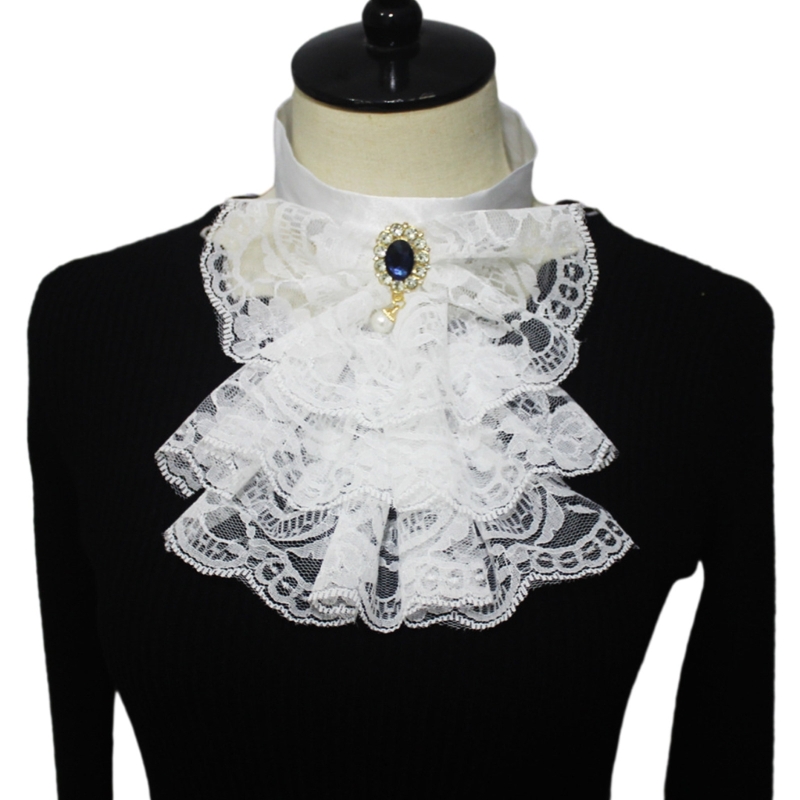 Women'S Victorian Accessories - Victorian Jabot Collar Renaissance Detachable Lace