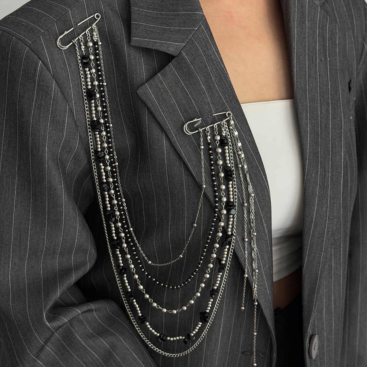 Punk Hip Hop Long Crystal Broo - Women Accessories Jewelry incelemesi ve fiyatı