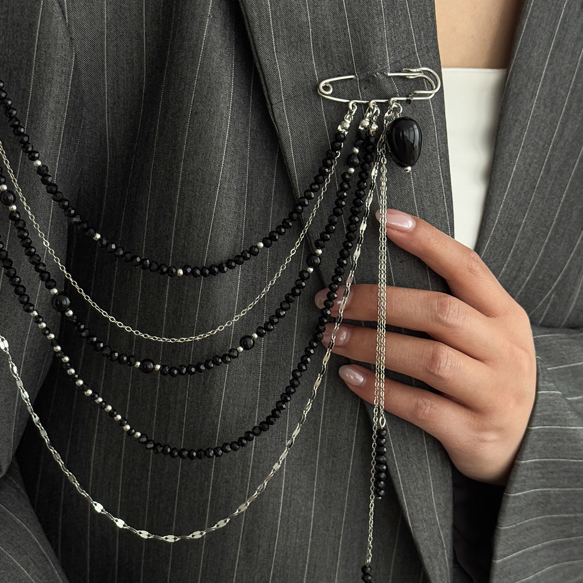Punk Hip Hop Long Crystal Broo - Women Accessories Jewelry incelemesi ve fiyatı