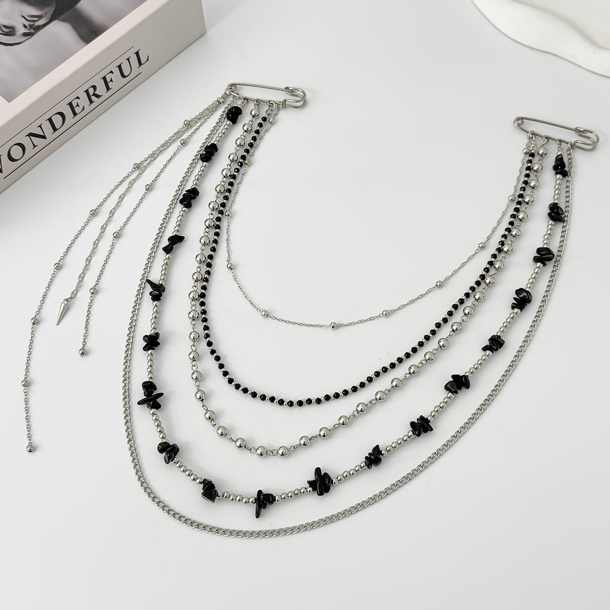 Punk Hip Hop Long Crystal Broo - Women Accessories Jewelry incelemesi ve fiyatı