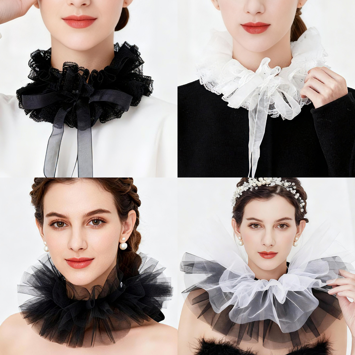 Fashion Tulle Ruffle Collar Fo - Women'S Victorian Accessories incelemesi ve fiyatı