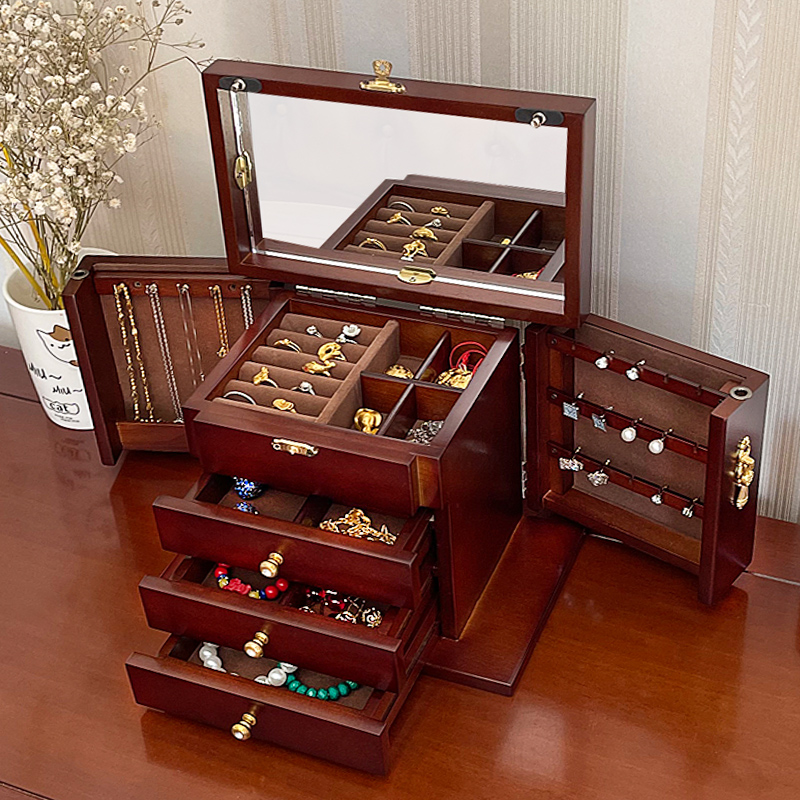 Wood Jewelry Box Velvet Drawer - Women Accessories Drawer incelemesi ve fiyatı