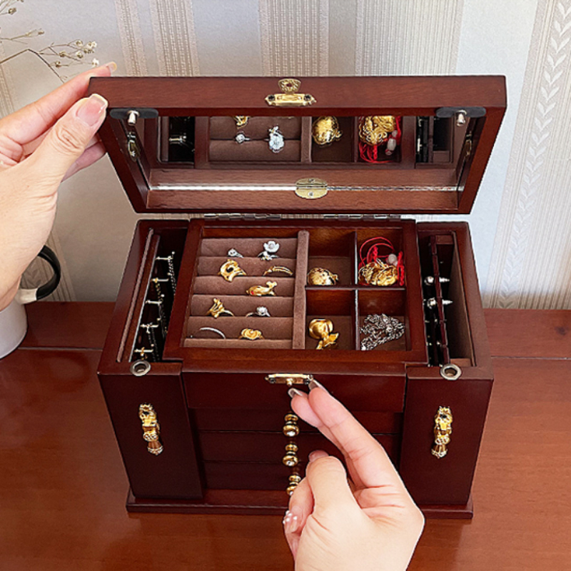Wood Jewelry Box Velvet Drawer - Women Accessories Drawer incelemesi ve fiyatı