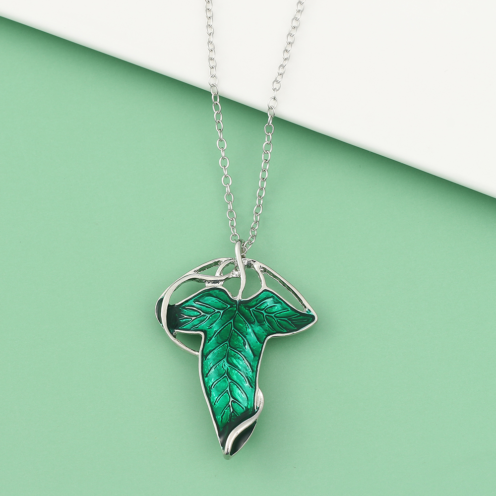 Vintage Green Leaf Pendant Nec - Women Accessories Jewelry incelemesi ve fiyatı