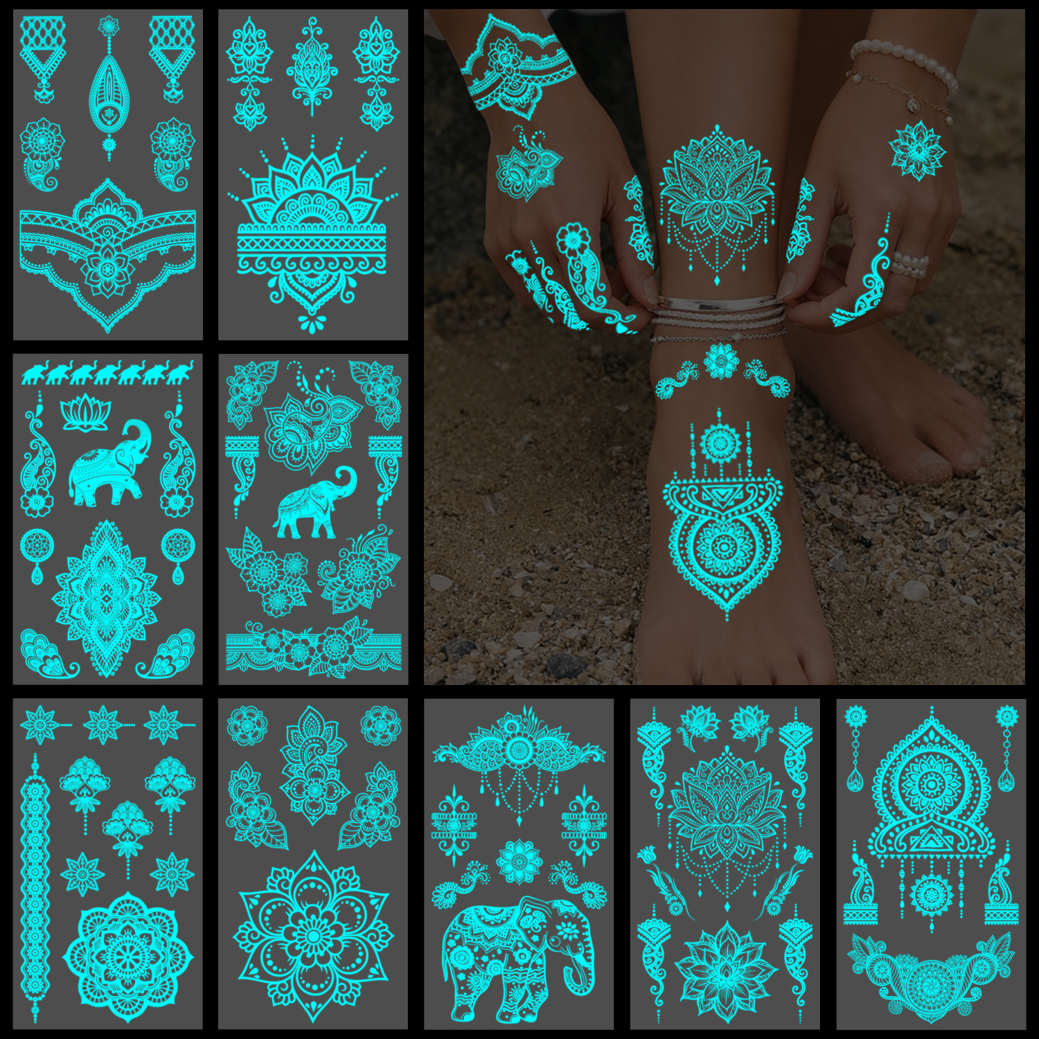 10 Sheets Glow in the Dark Tat - Women Accessories India incelemesi ve fiyatı