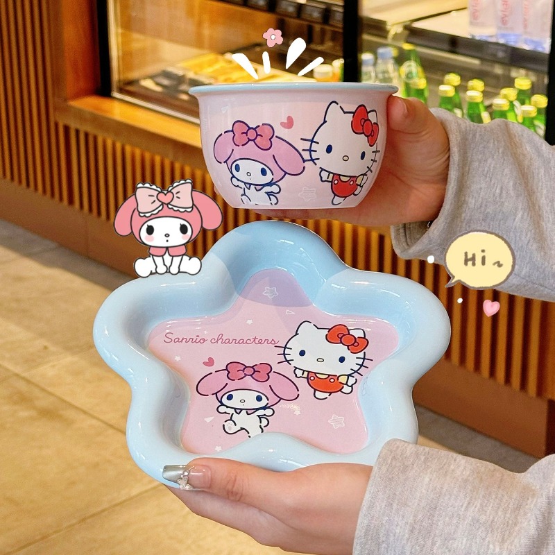 Cartoon Cat Print Ceramic Dinn - Women Accessories Combo Gift incelemesi ve fiyatı