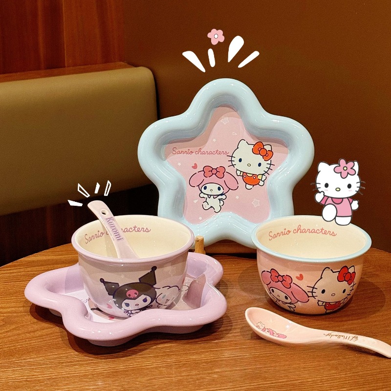 Cartoon Cat Print Ceramic Dinn - Women Accessories Combo Gift incelemesi ve fiyatı
