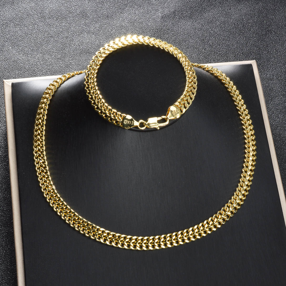 Curb Chain Jewelry Set 14K Gol - Women Accessories Combo Gift incelemesi ve fiyatı