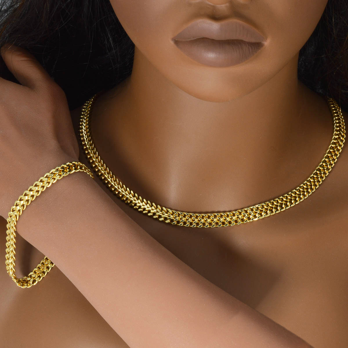 Curb Chain Jewelry Set 14K Gol - Women Accessories Combo Gift incelemesi ve fiyatı