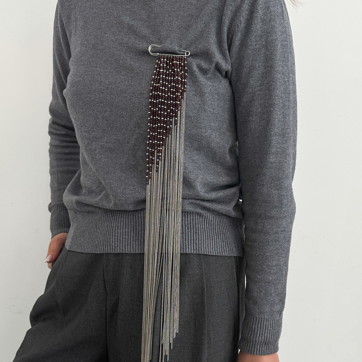 Silver Color Tassel Chain Broo - Women Accessories Jewelry incelemesi ve fiyatı