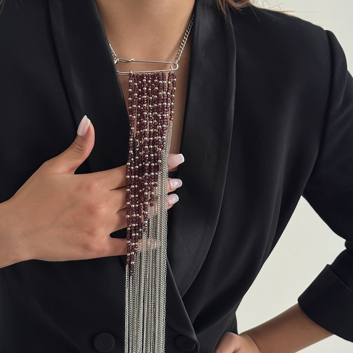Silver Color Tassel Chain Broo - Women Accessories Jewelry incelemesi ve fiyatı