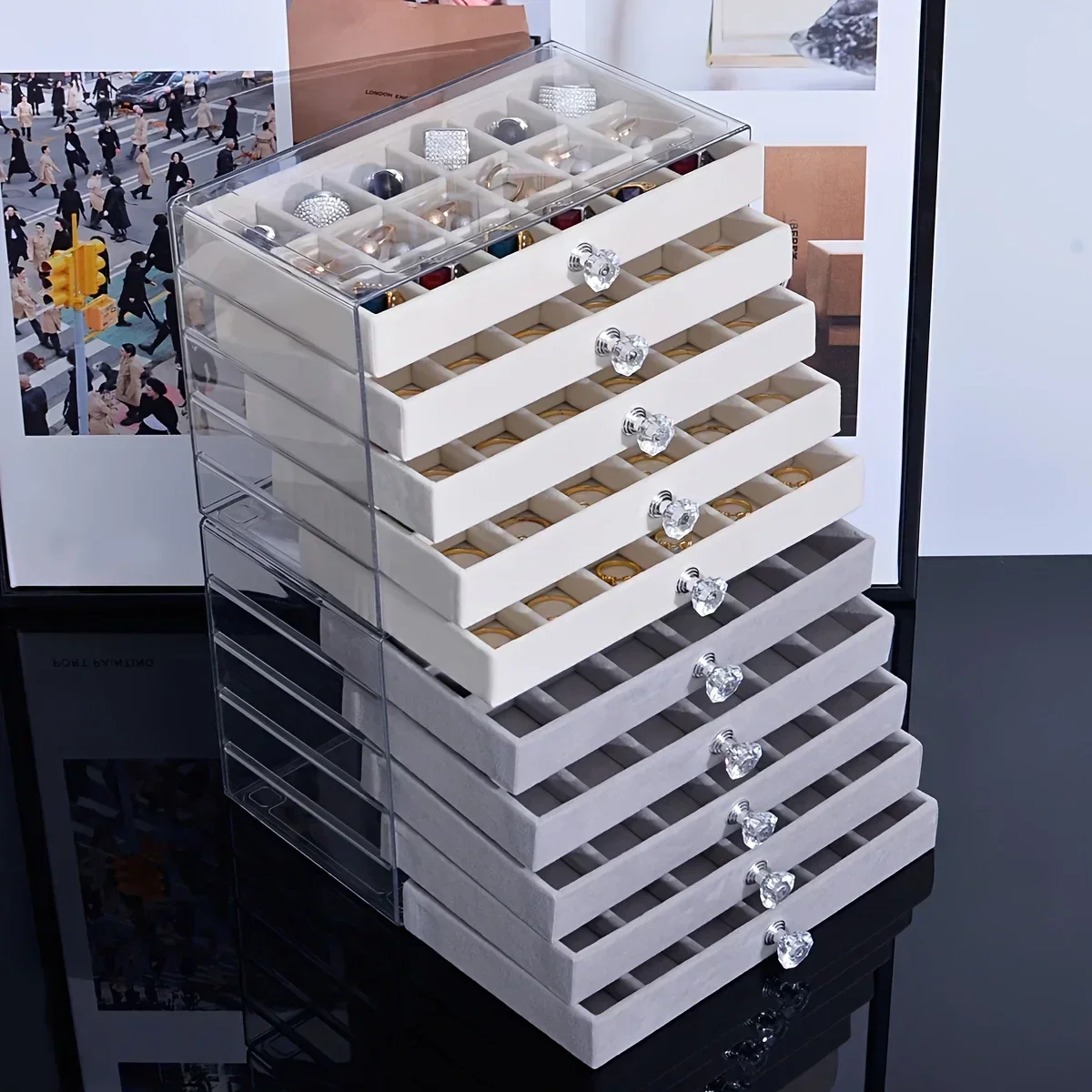 New 7 Layers Gray Jewelry Stor - Women Accessories Drawer incelemesi ve fiyatı