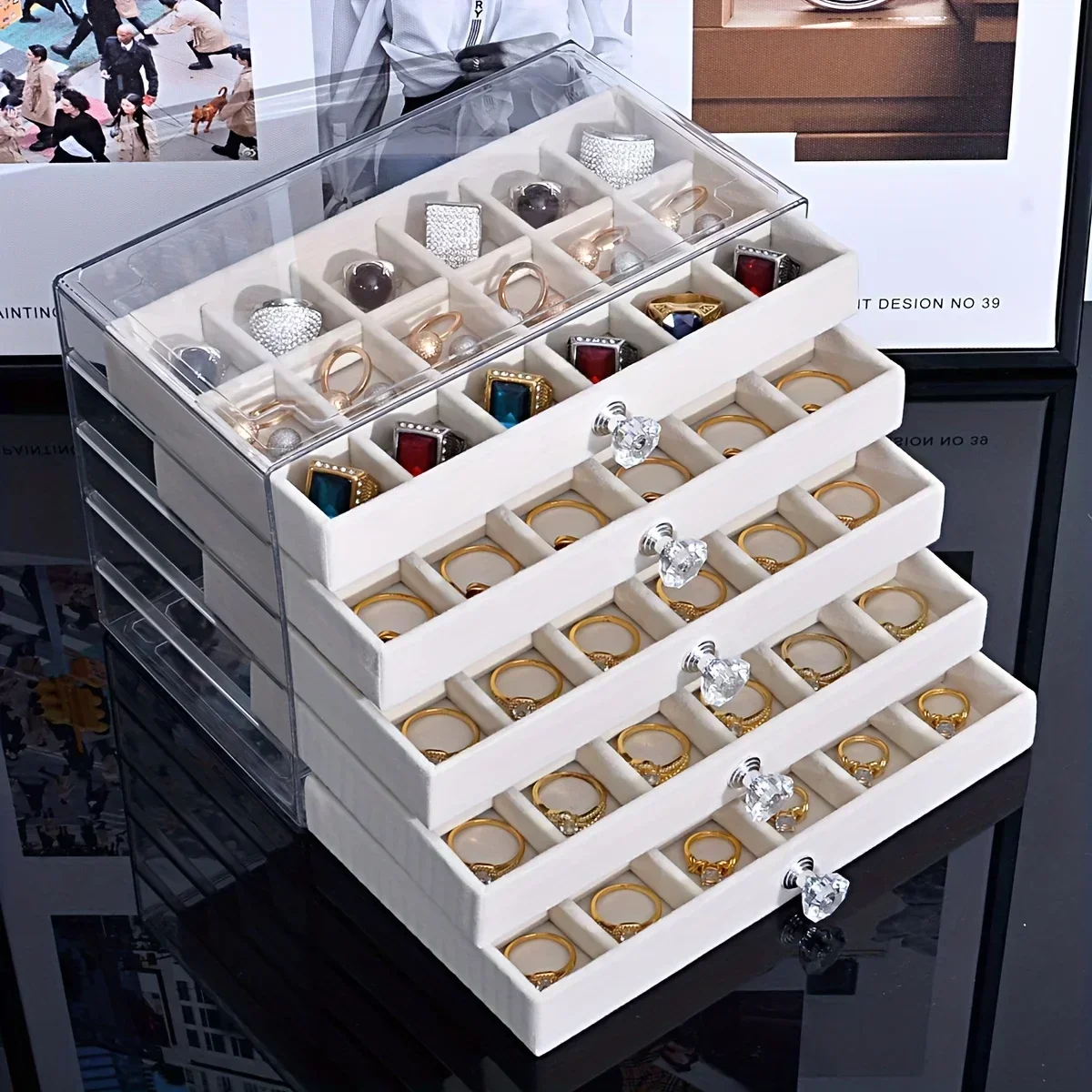New 7 Layers Gray Jewelry Stor - Women Accessories Drawer incelemesi ve fiyatı